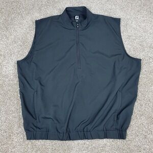 FootJoy Mens 2XL Solid Black Performance Stretch Golf Quarter Zip Vest